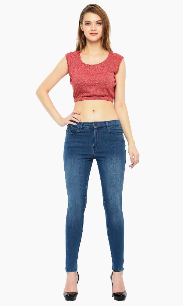 Picture of Frenchtrendz 3117 Cotton Viscose Spandex Blue Jeans For Women