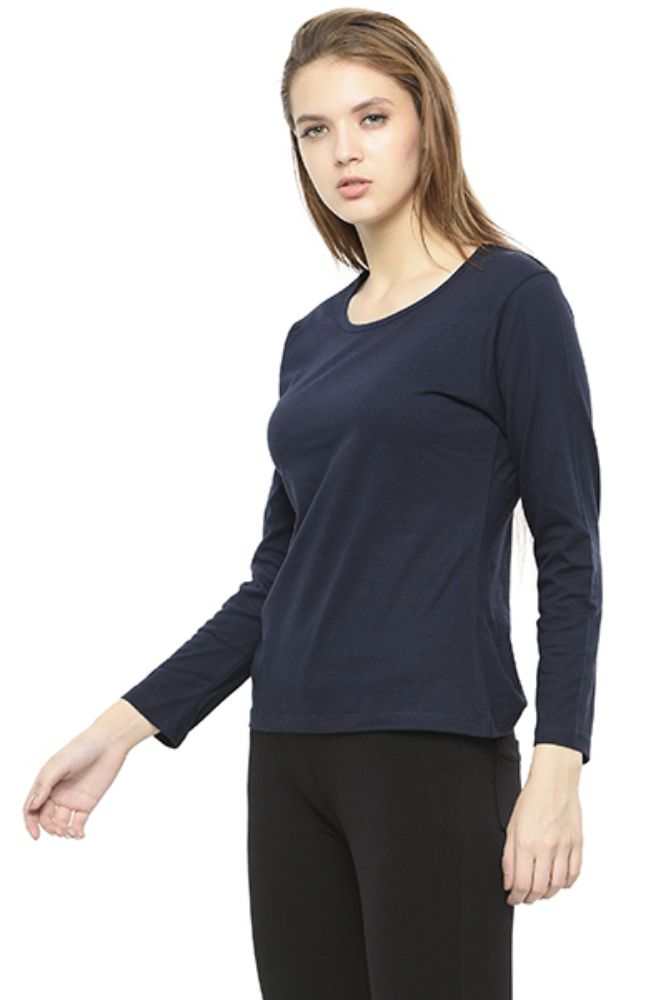 Picture of Frenchtrendz 100% Cotton Navy Solid Everyday Basic Top