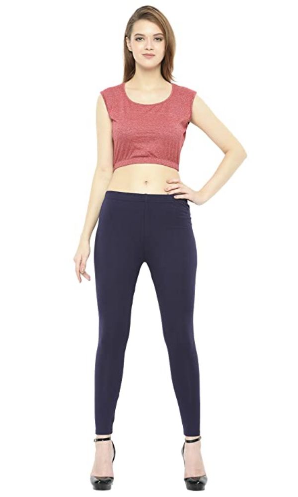 Picture of Frenchtrendz Cotton Spandex Indigo Ankle Leggings