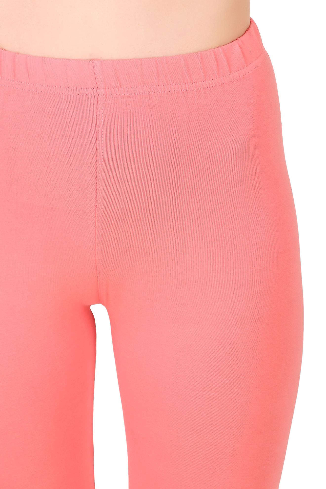 Classy Coral Pink Coloured Plain Cotton Leggings