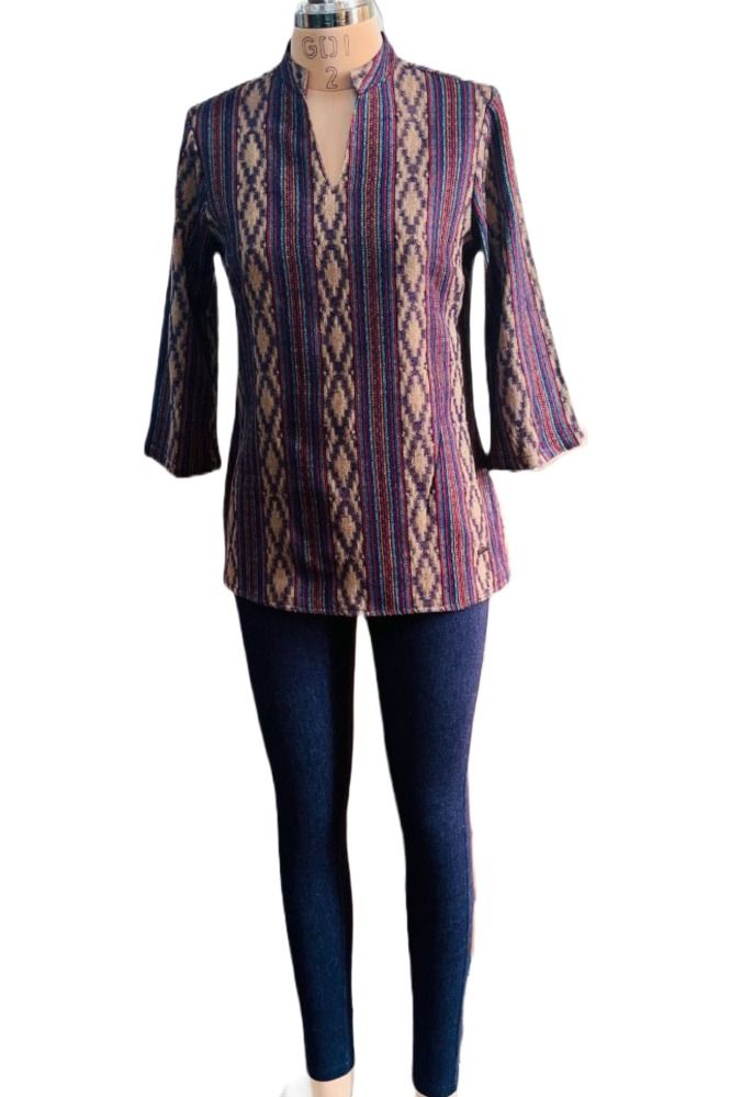 Picture of Frenchtrendz Women Winter Navy Bell Sleeve Tunic