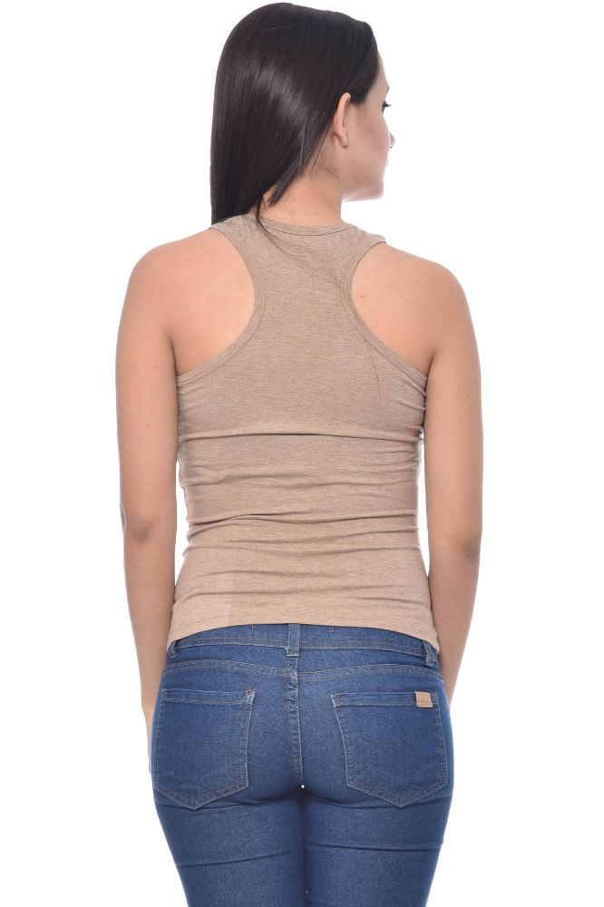 Picture of Frenchtrendz Viscose Spandex camel Short Length Tank Top
