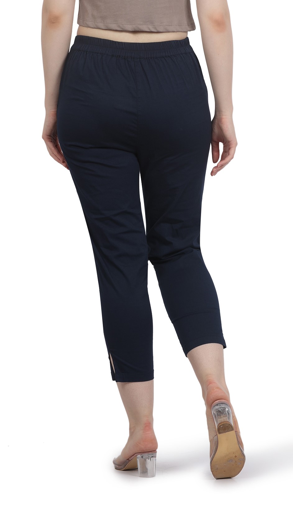 Buy STOP Black Solid Straight Fit Cotton Lycra Women's All Occasions Pants  | Shoppers Stop