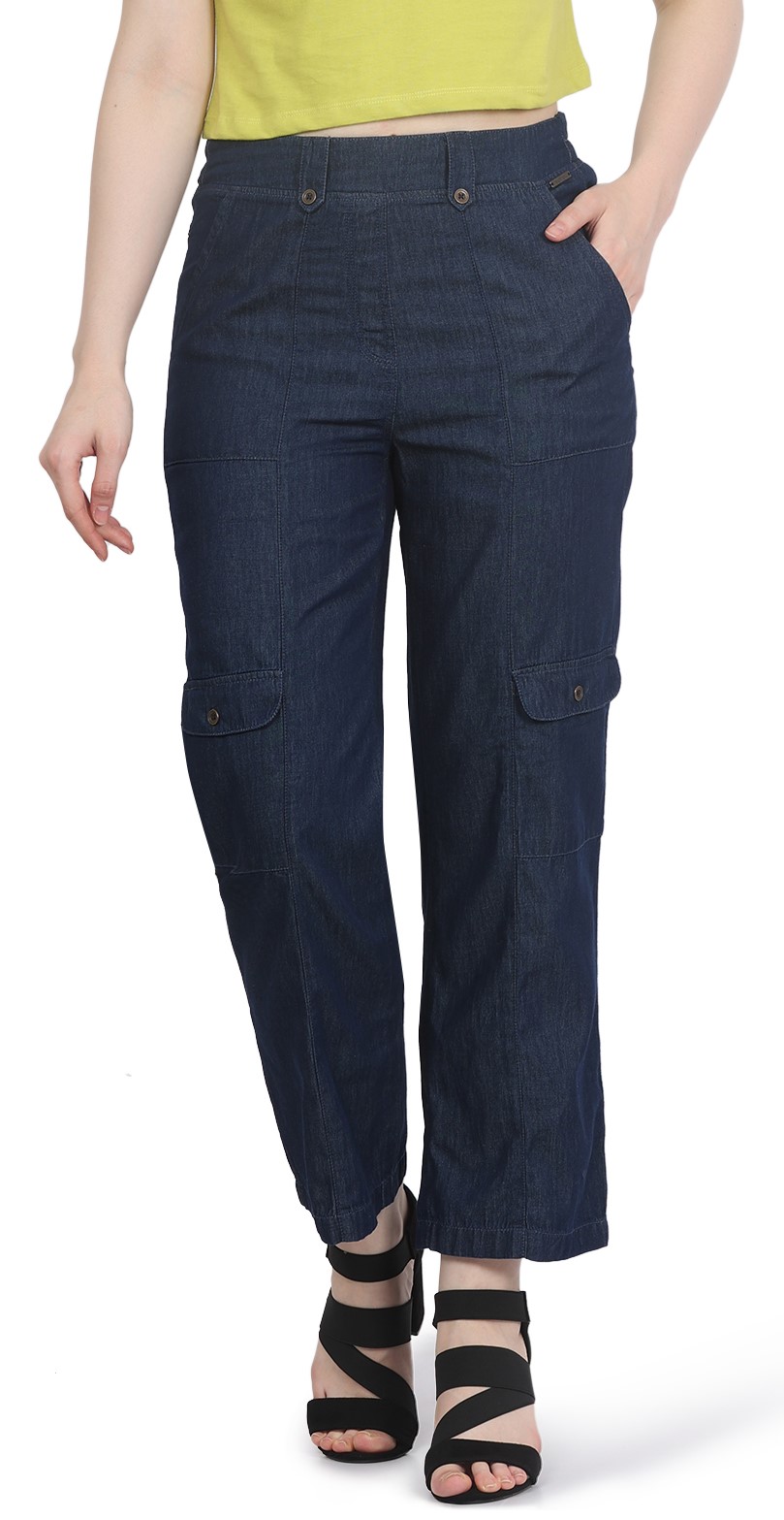 Buy Women Navy Regular Fit Solid Casual Track Pants Online - 610135 | Allen  Solly