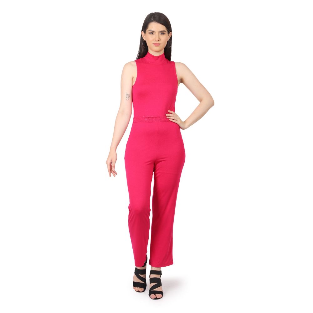 Picture of Frenchtrendz Women's swe pink jumpsuit with embellished belt 
