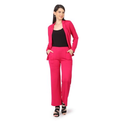 Picture of Frenchtrendz Rayon Poly Plated Swe Pink Bell Bottom Pant and Blazer Set
