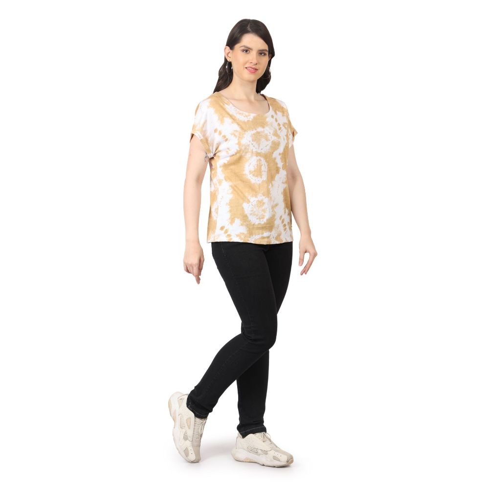 Picture of Frenchtrendz  Women's Cotton Jersey Beige Sky Print Top.