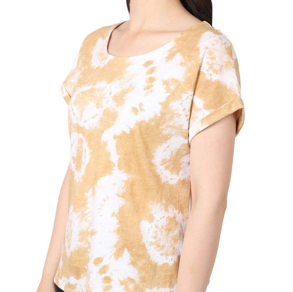 Picture of Frenchtrendz  Women's Cotton Jersey Beige Sky Print Top.