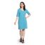 Picture of Frenchtrendz Women's Back Lace Designer Neck A-Line Knee Length  Blue Dress