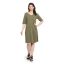 Picture of Frenchtrendz Women's Back Lace Designer Neck A-Line Knee Length Olive Green Dress