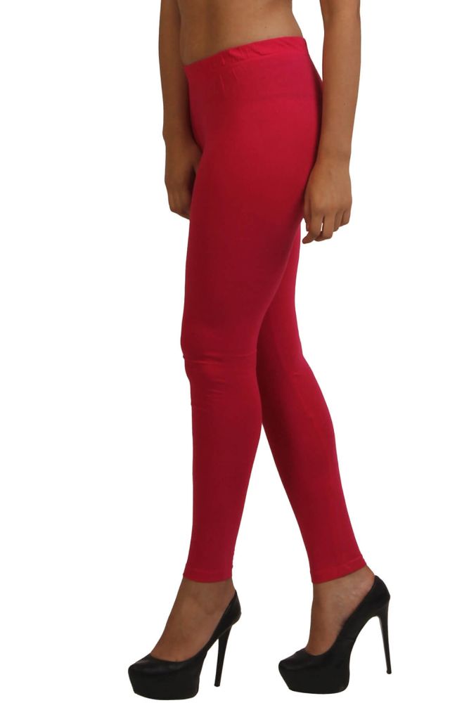 Picture of Frenchtrendz Poly Spandex Fleece Pink Winter Wear Warmer Ankle Length Leggings