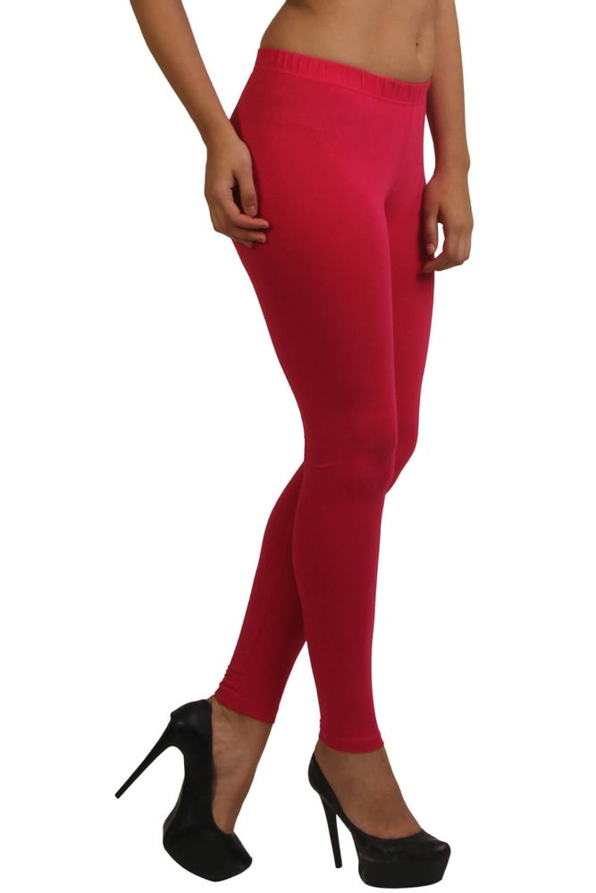 Picture of Frenchtrendz Poly Spandex Fleece Pink Winter Wear Warmer Ankle Length Leggings