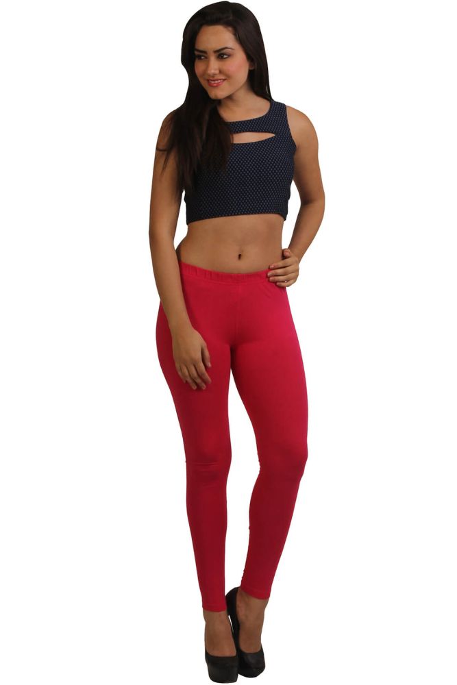 Picture of Frenchtrendz Poly Spandex Fleece Pink Winter Wear Warmer Ankle Length Leggings