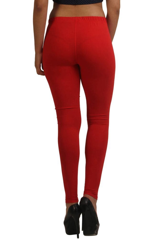 Picture of Frenchtrendz Poly Spandex Fleece Red Winter Wear Warmer Ankle Length Leggings
