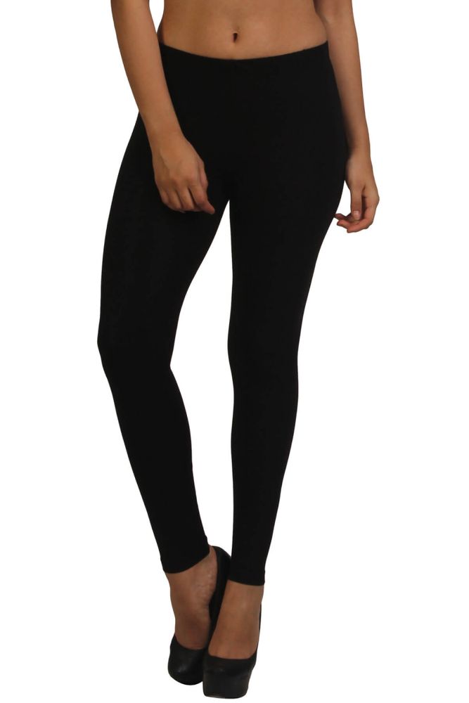 Picture of Frenchtrendz Poly Spandex Fleece Black Winter Wear Warmer Ankle Length Leggings