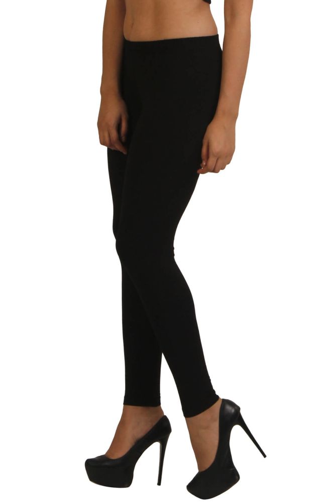 Picture of Frenchtrendz Poly Spandex Fleece Black Winter Wear Warmer Ankle Length Leggings