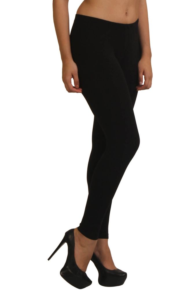 Picture of Frenchtrendz Poly Spandex Fleece Black Winter Wear Warmer Ankle Length Leggings