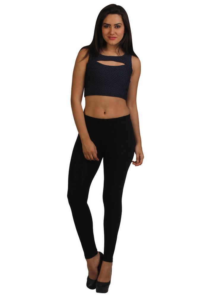 Picture of Frenchtrendz Poly Spandex Fleece Black Winter Wear Warmer Ankle Length Leggings