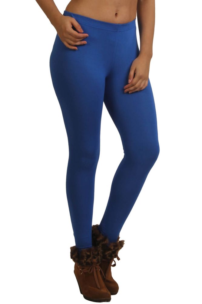 Picture of Frenchtrendz Poly Spandex Fleece Royal Blue Winter Wear Warmer Ankle Length Leggings