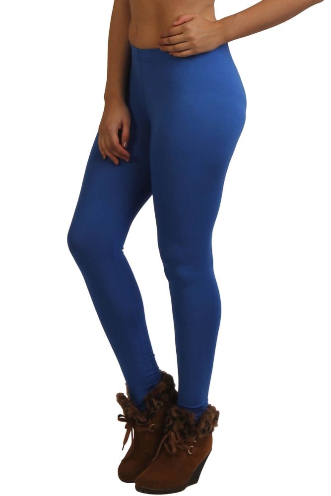 Picture of Frenchtrendz Poly Spandex Fleece Royal Blue Winter Wear Warmer Ankle Length Leggings