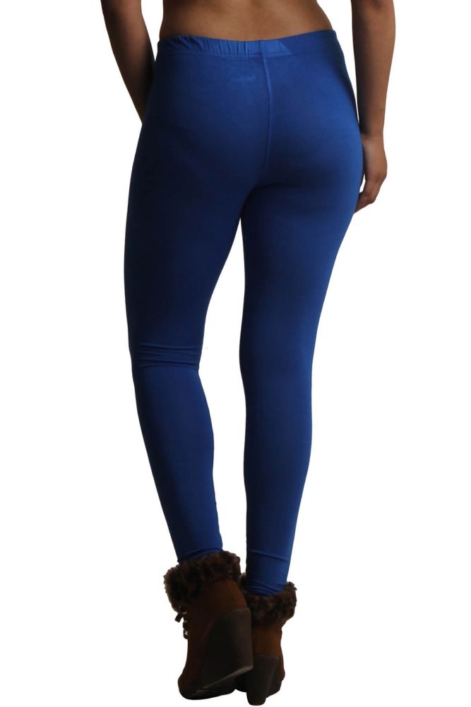 Picture of Frenchtrendz Poly Spandex Fleece Royal Blue Winter Wear Warmer Ankle Length Leggings