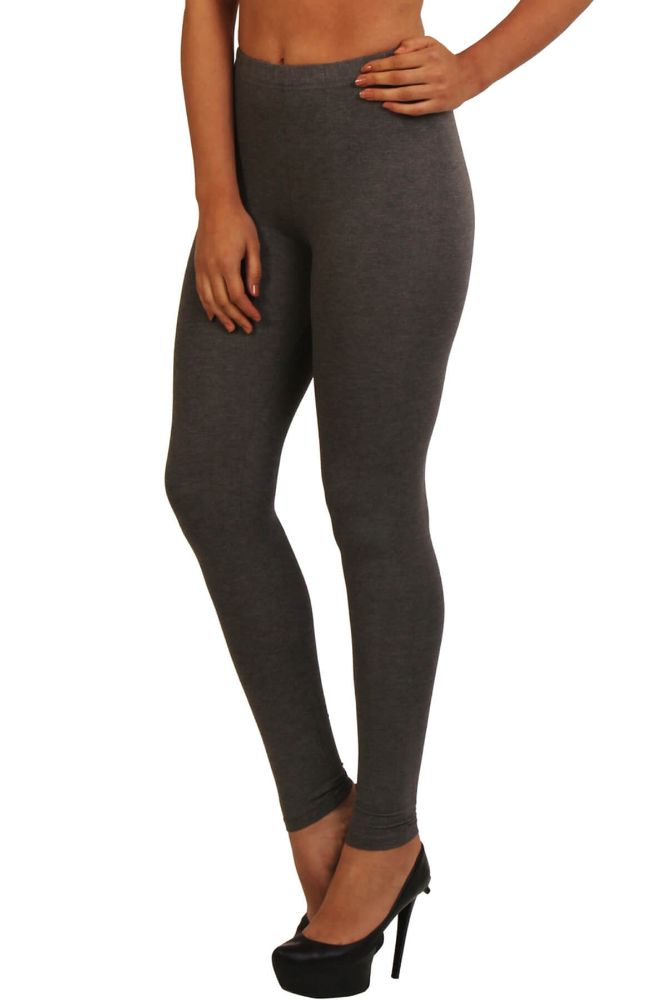 Picture of Frenchtrendz Cotton Modal Spandex Fleece Charcoal-Grey Winter Warmer Ankle Leggings