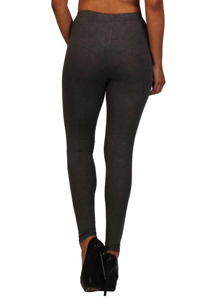 Picture of Frenchtrendz Cotton Modal Spandex Fleece Charcoal-Grey Winter Warmer Ankle Leggings
