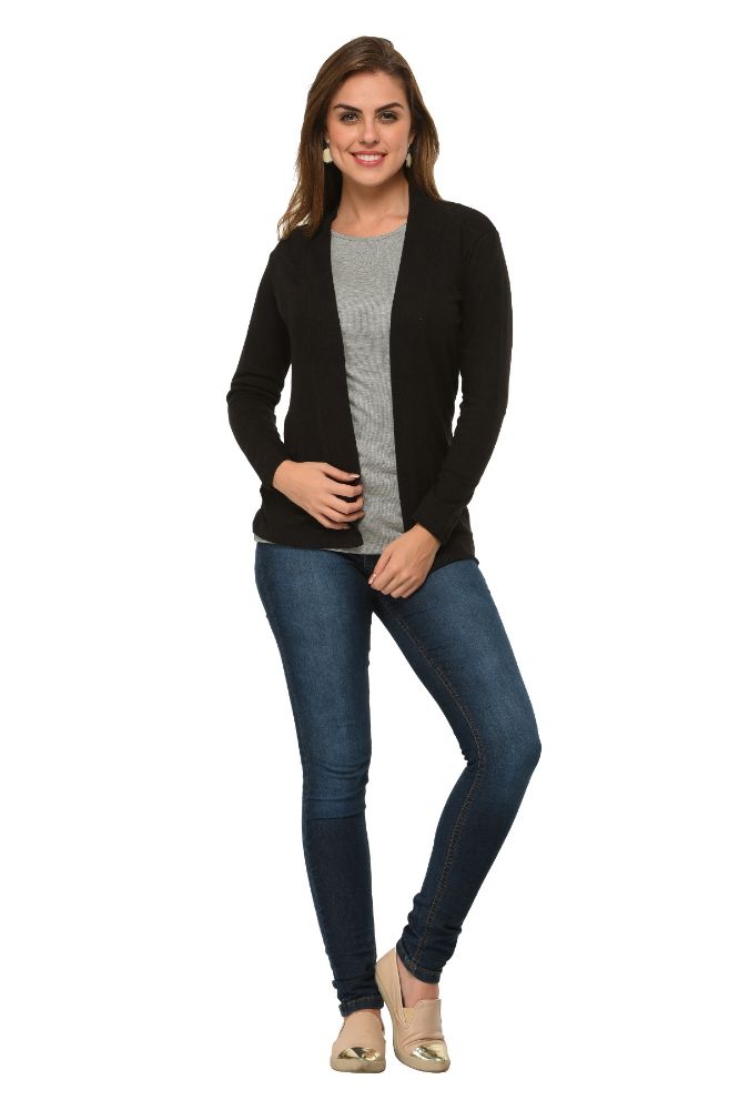 Picture of Frenchtrendz Cotton Modal Fleece Medium Length Black Shrugs