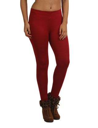 Picture of Frenchtrendz Women's Viscose Vortex Spandex Ankle Length Elastic Waistband Pull On Leggings, Maroon