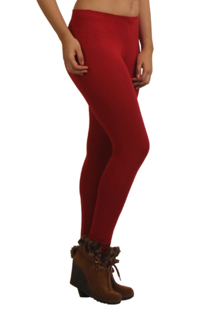 Picture of Frenchtrendz Women's Viscose Vortex Spandex Ankle Length Elastic Waistband Pull On Leggings, Maroon