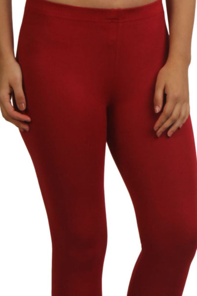 Picture of Frenchtrendz Viscose Vortex Spandex Maroon Ankle Length Leggings