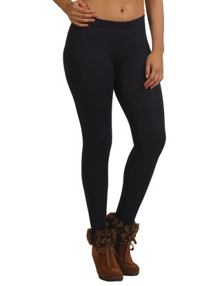 Picture of Frenchtrendz Women's Viscose Vortex Spandex Ankle Length Elastic Waistband Pull On Leggings, Navy