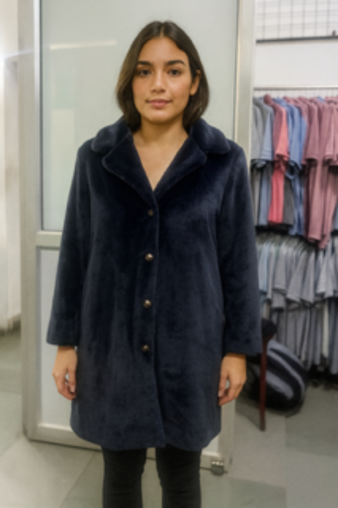 Picture of Frenchtrendz Navy Long Fur Coat