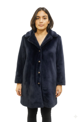 Picture of Frenchtrendz Navy Long Fur Coat