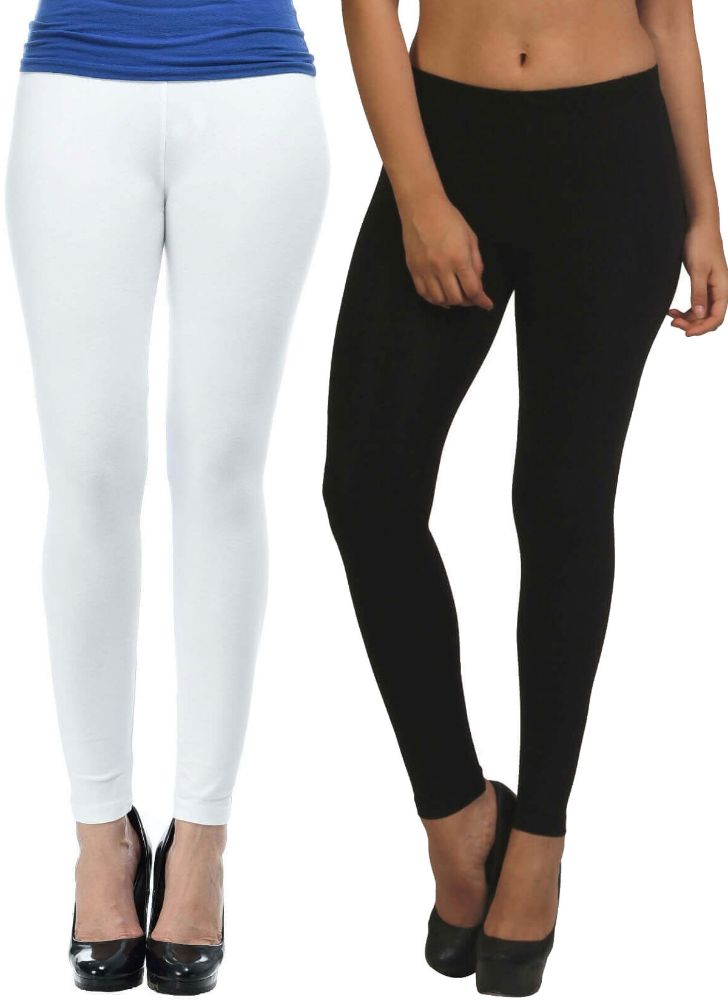 Picture of FrenchTrendz Black & White Cotton Spandex Ankle Leggings Combo
