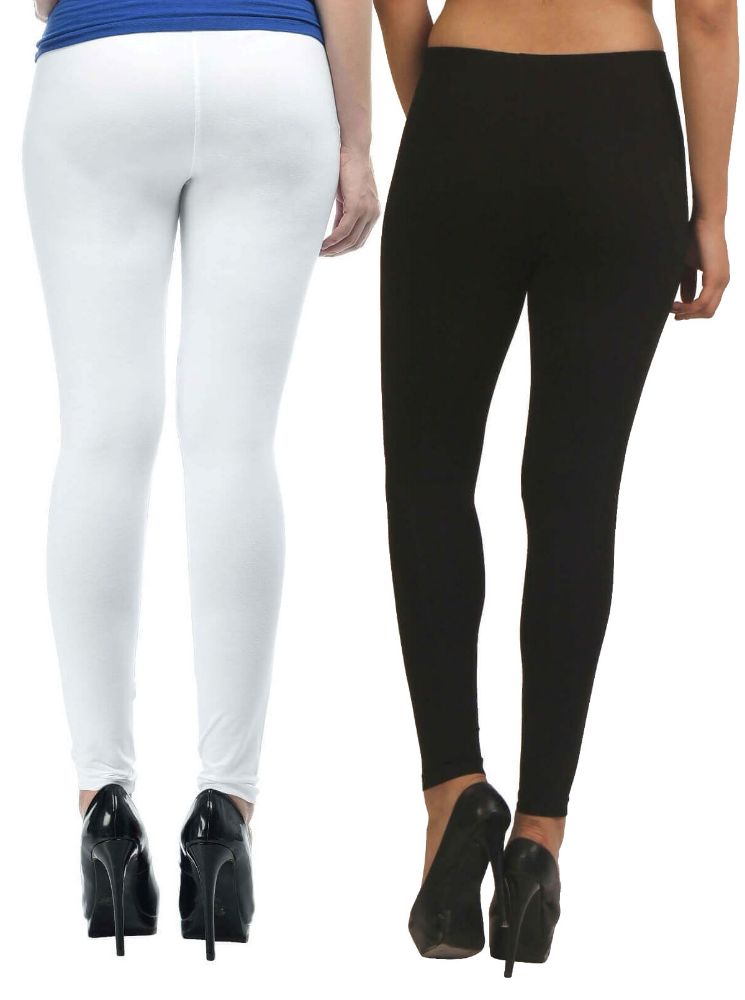 Picture of FrenchTrendz Black & White Cotton Spandex Ankle Leggings Combo