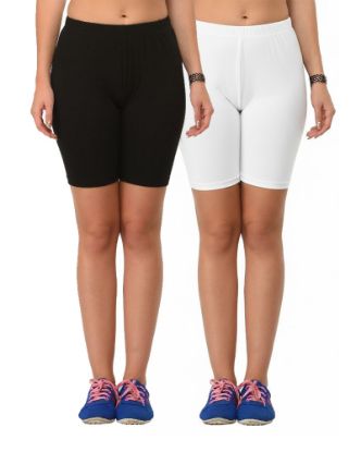 Picture of Frenchtrendz Black & White Cotton Spandex Shorts Combo