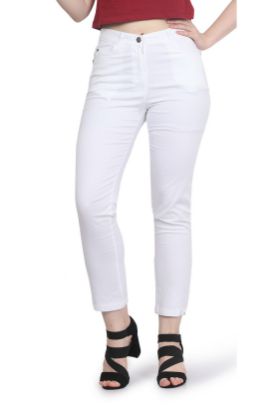 Picture of Frenchtrendz Women's Poplin Lycra White Pant