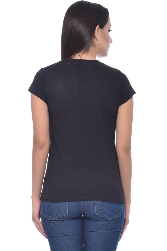Picture of Frenchtrendz Cotton Black Round Neck Half Sleeve Medium Length T-Shirt