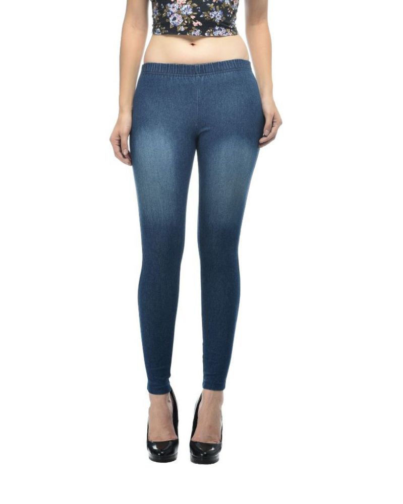 Picture of Frenchtrendz Cotton Modal Spandex Indigo Wash Denim Look Jeggings