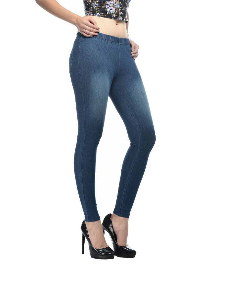 Picture of Frenchtrendz Cotton Modal Spandex Indigo Wash Denim Look Jeggings