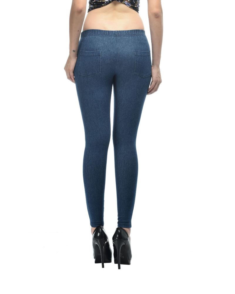 Picture of Frenchtrendz Cotton Modal Spandex Indigo Wash Denim Look Jeggings