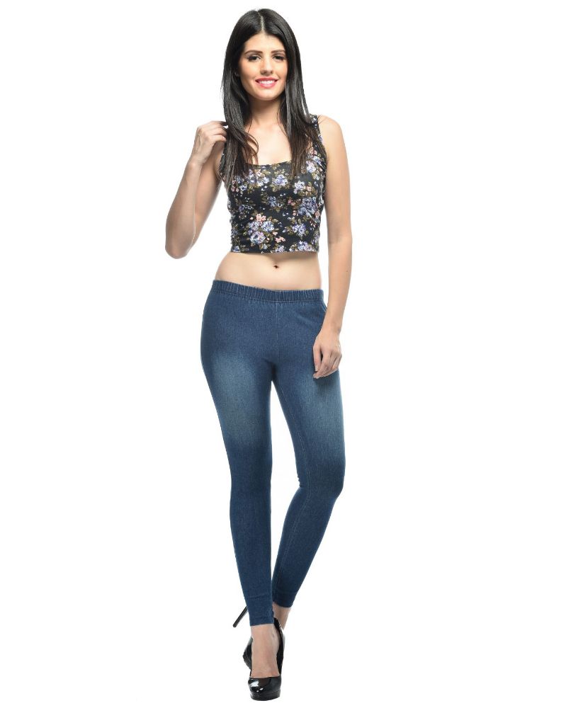 Picture of Frenchtrendz Cotton Modal Spandex Indigo Wash Denim Look Jeggings
