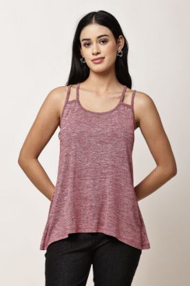 Picture of Frenchtrendz Women’s Cotton Slub Shoulder Straps Top with Flared Hem | Casual A-Line  Tops for Womens & Girls